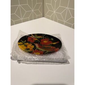 Michel Design Glass Works Oval Red Bird Soap Dish